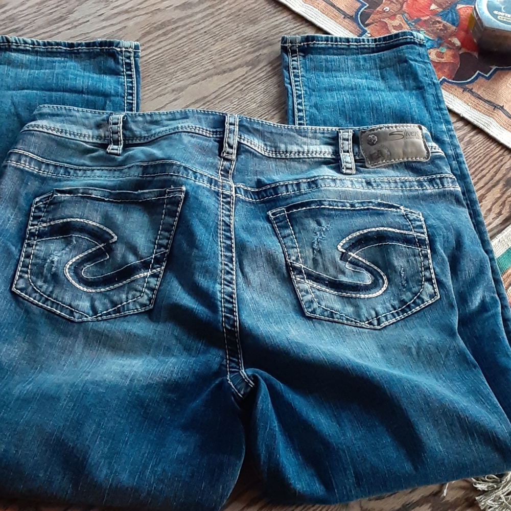 Silver Boyfriend Stitched Fluid Denim Jeans 16